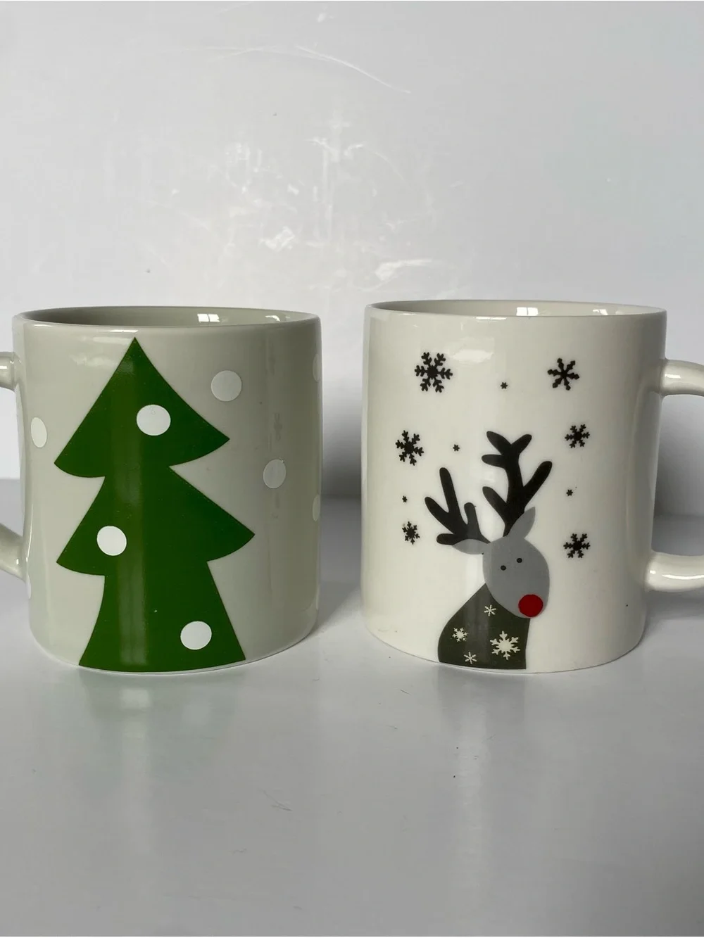 Crate & Barrel Holiday Mug Joan Anderson Reindeer Christmas Tree Snowman 3” Cup
